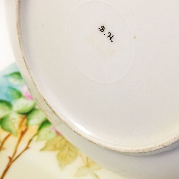 Antique Thomas Sevres Bavaria Hand Painted Signed Pink Dogwood Floral Plate - Picture 6 of 13